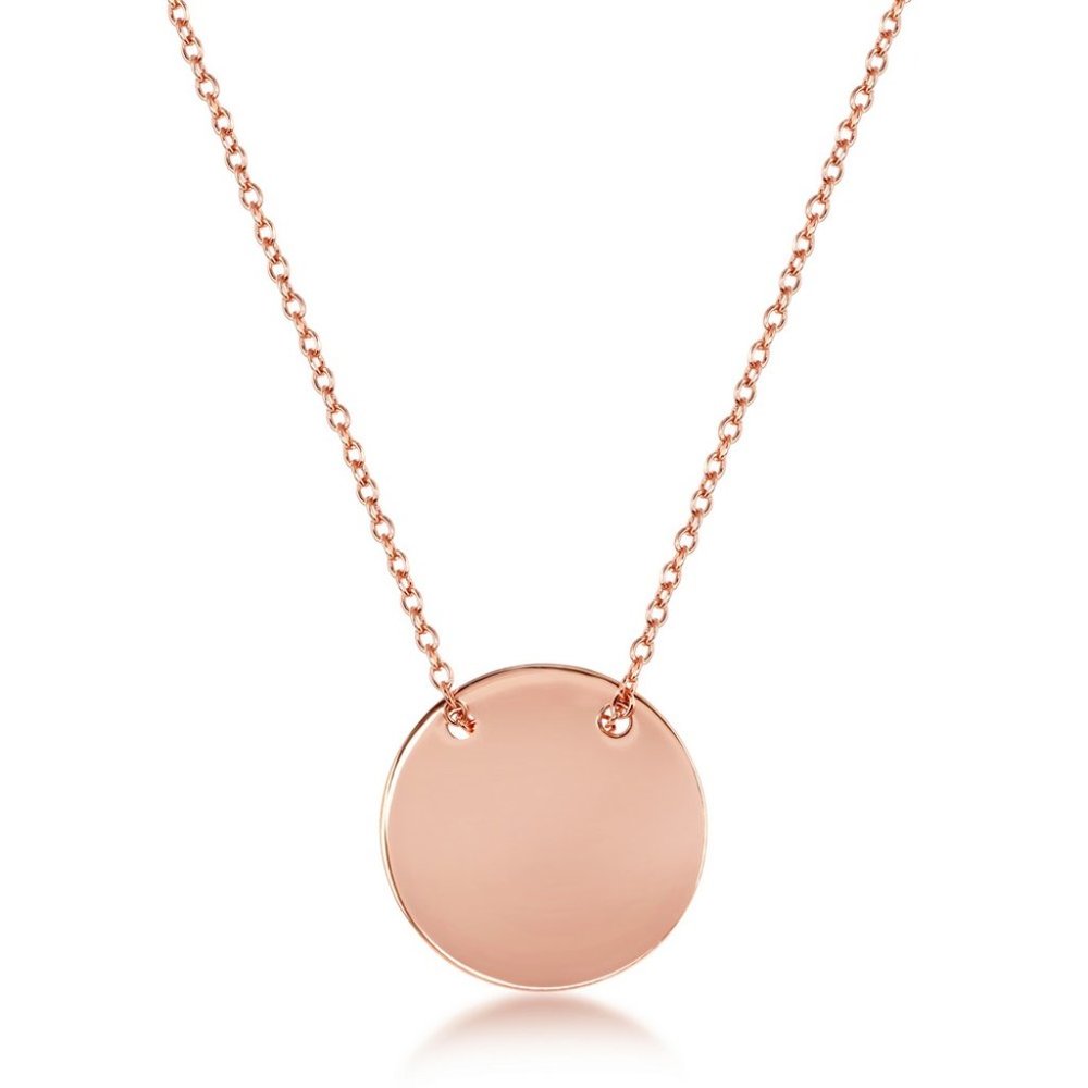 Rose Gold Sterling Silver Engravable Disc Necklace